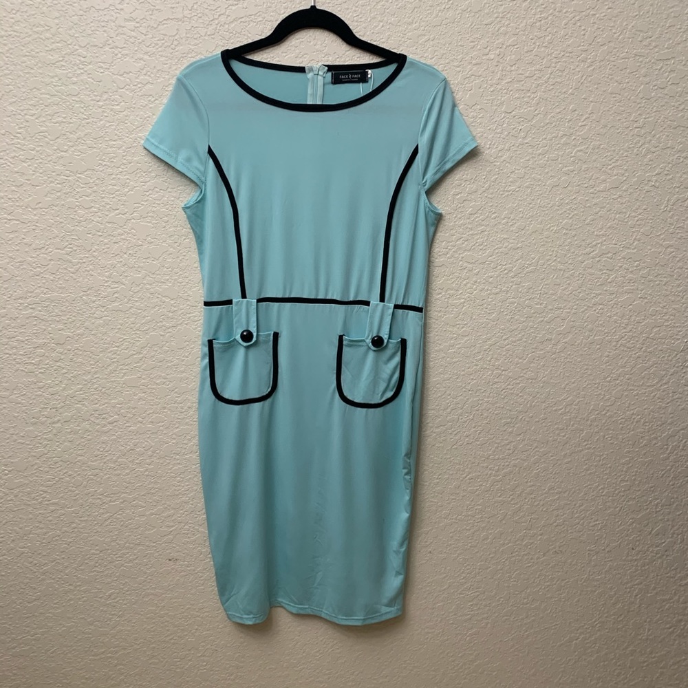 Vintage style aqua dress with pockets